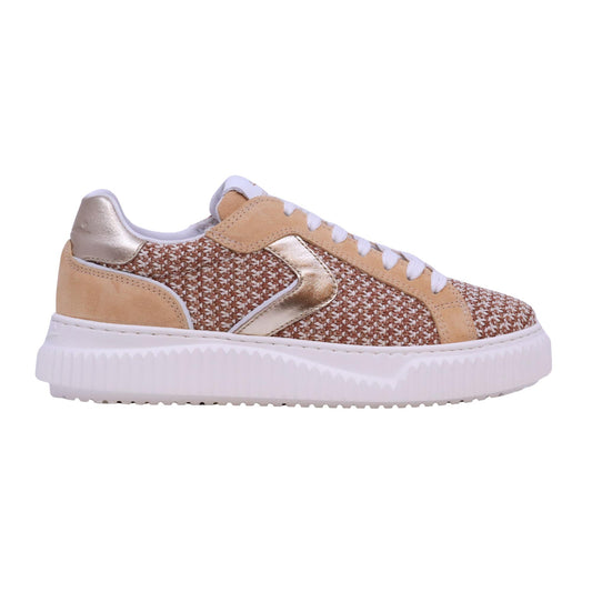 Voile Blanche LIPARI sneaker donna in rafia e suede beige vanilla 