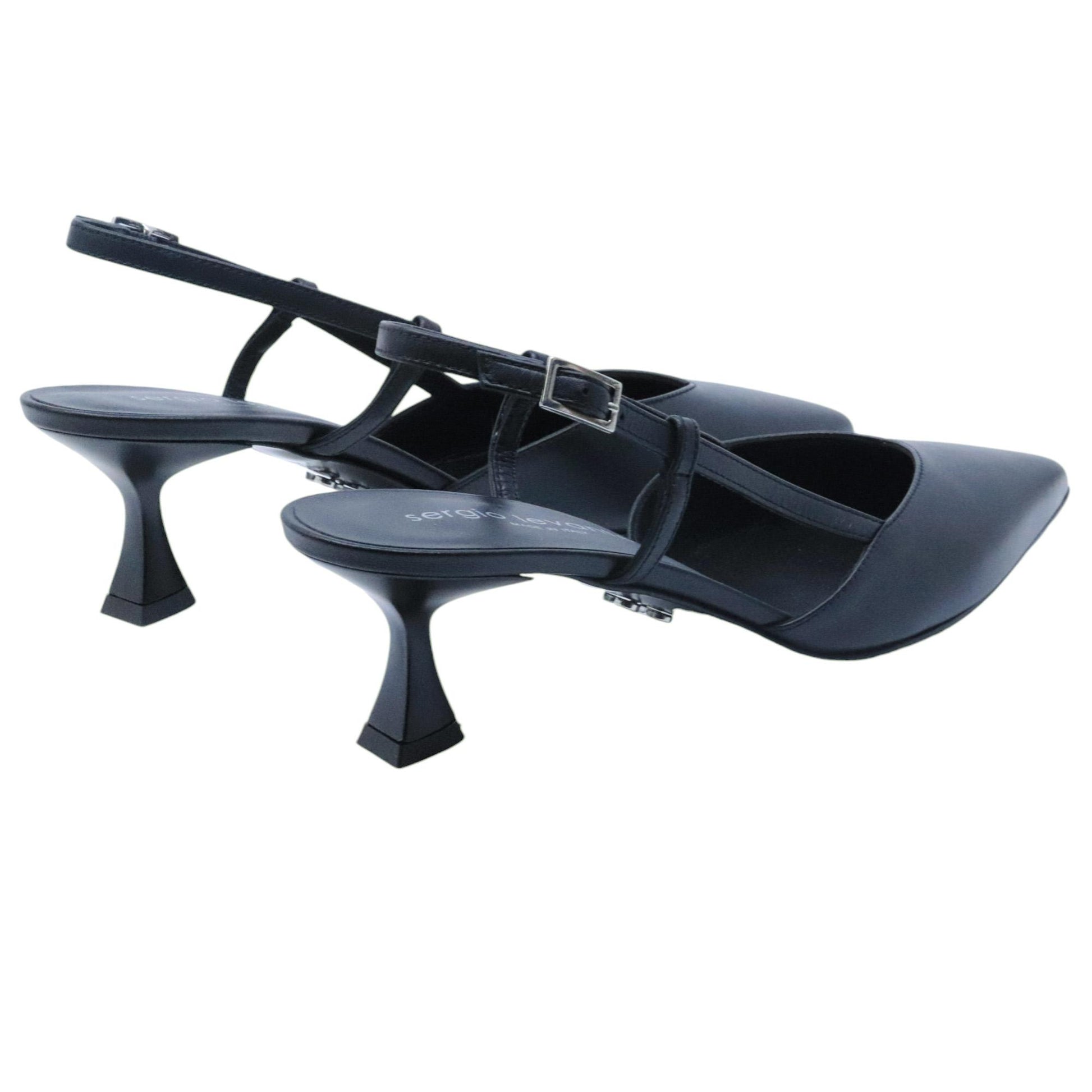 Slingback donna Sergio Levantesi Chantal23 in pelle nera 