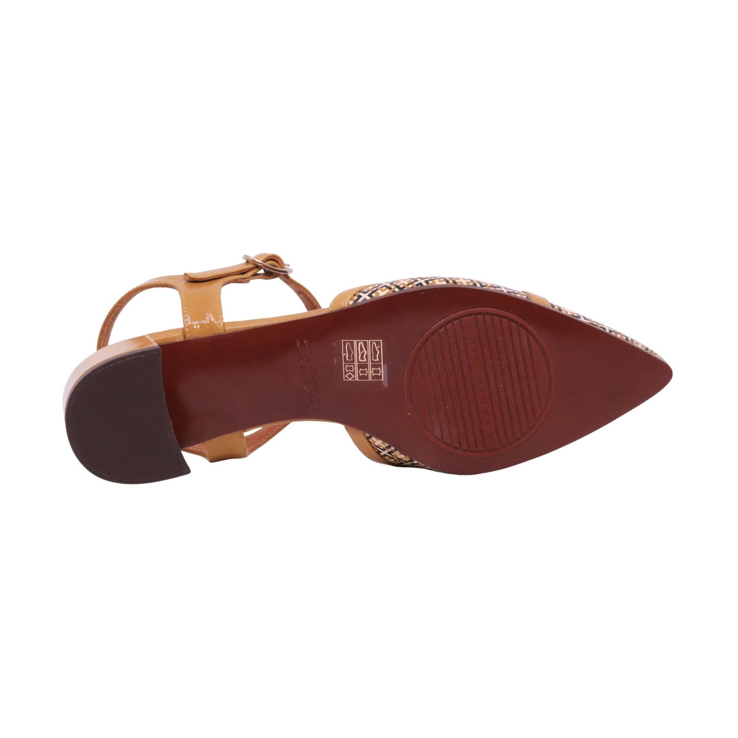 Chie Mihara Hener slingback donna in pelle ocra con stampa geometrica 
