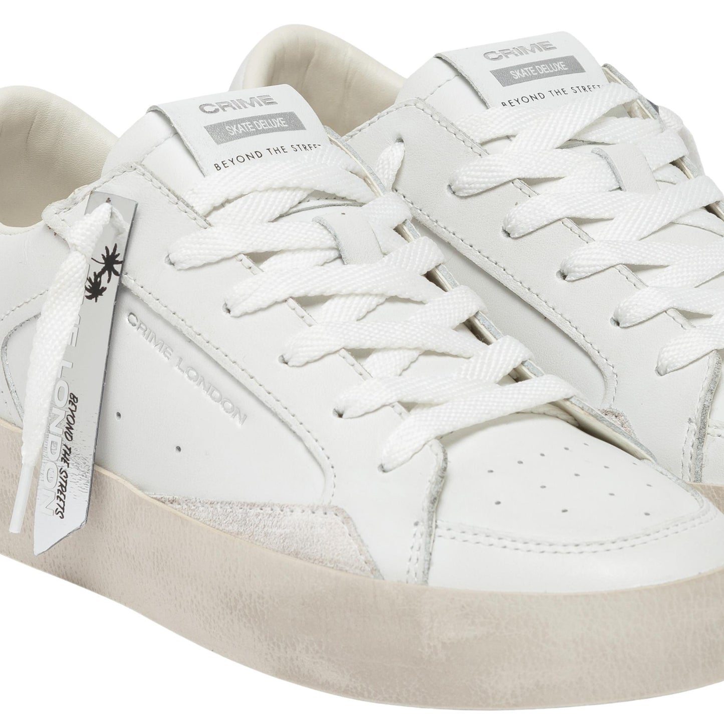 Crime London SK8 Deluxe Vanilla White 21111 sneaker donna in pelle bianca e camoscio casual 