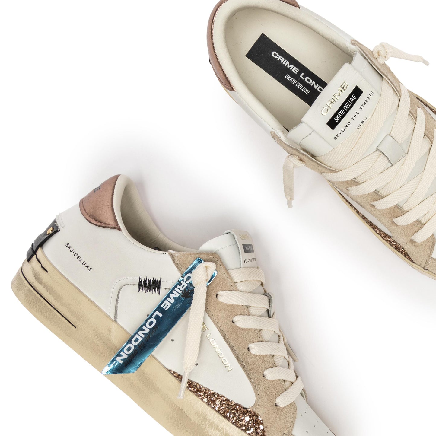 Crime London 25100 SK8 Deluxe sneaker donna in pelle bianca 