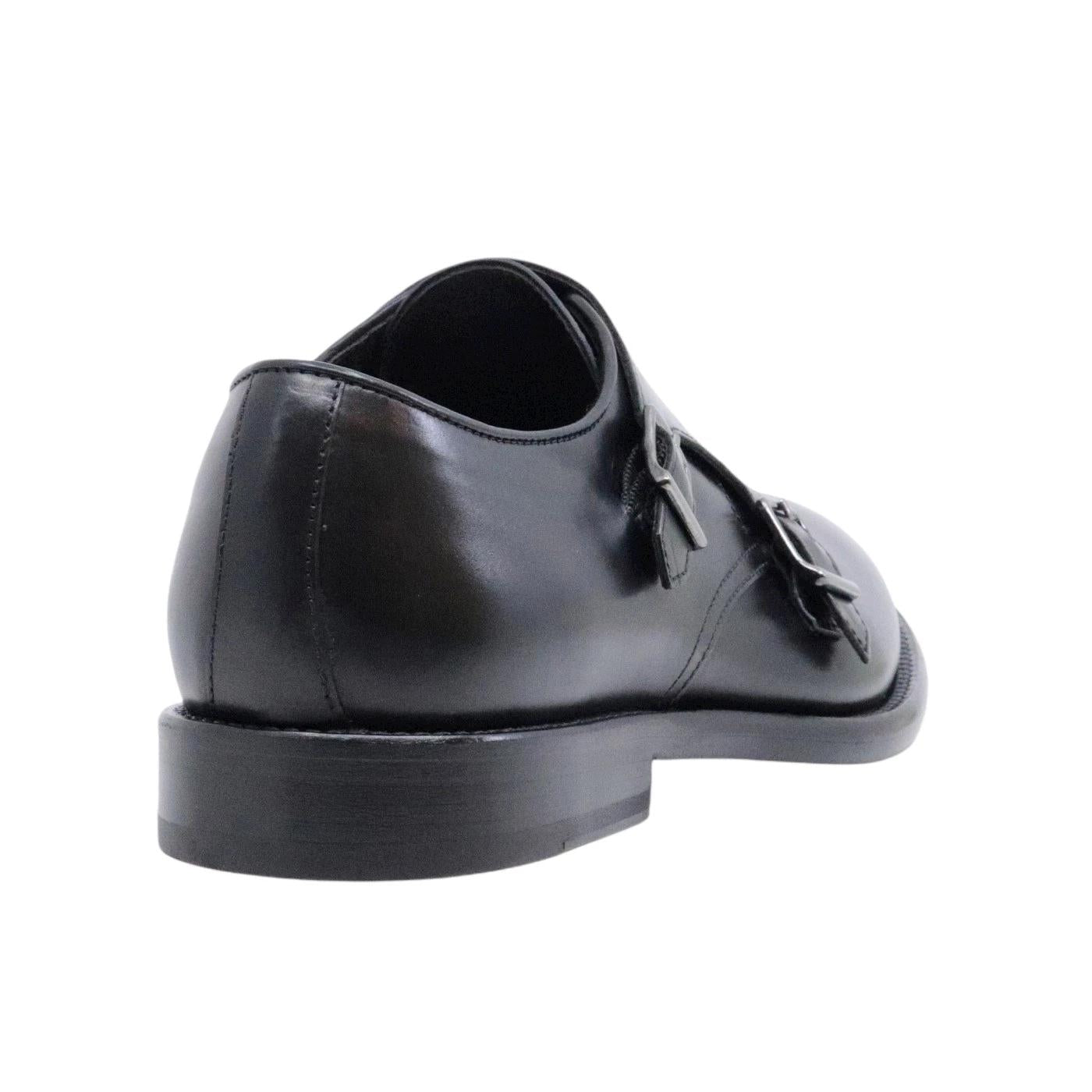 Scarpa uomo con doppia fibbia di Corvari in pelle nera 