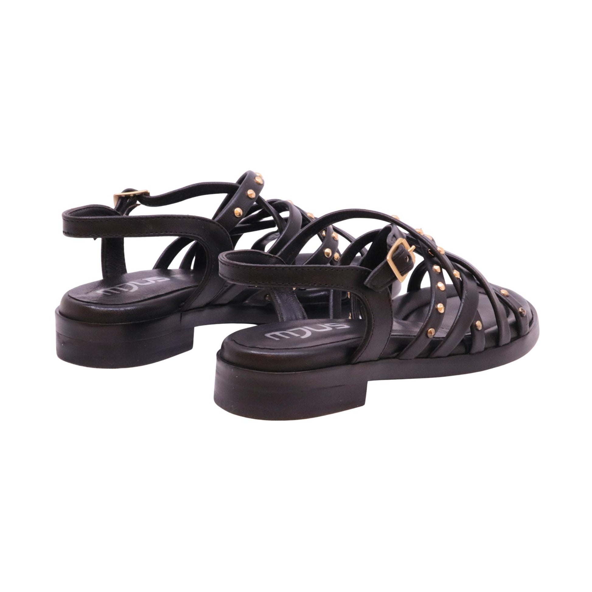 Mjus Orlana N17011 sandalo donna in pelle nera con borchie casual estivo 
