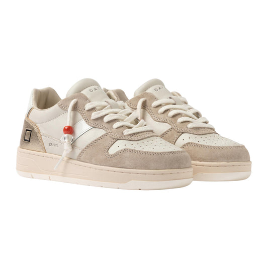 D.A.T.E. Court 2.0 Vintage C2-VC-IV sneaker donna in pelle color ivory 