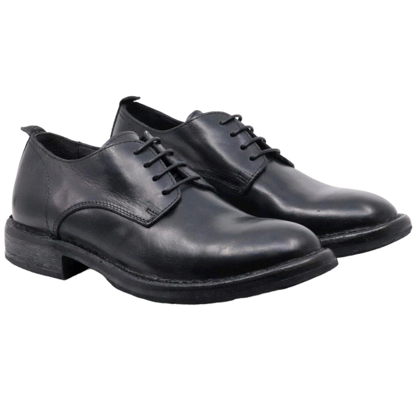 Scarpa Derby uomo Moma 2AW003 in pelle nera con effetto "vintage" 