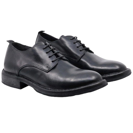 Scarpa Derby uomo Moma 2AW003 in pelle nera con effetto "vintage" 