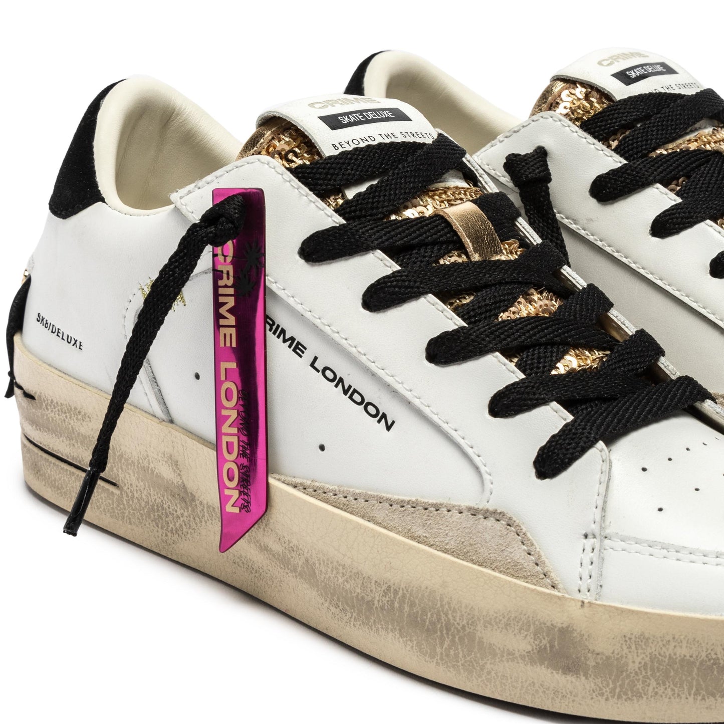 Crime London 25192 SK8 Deluxe sneaker donna in pelle bianca 