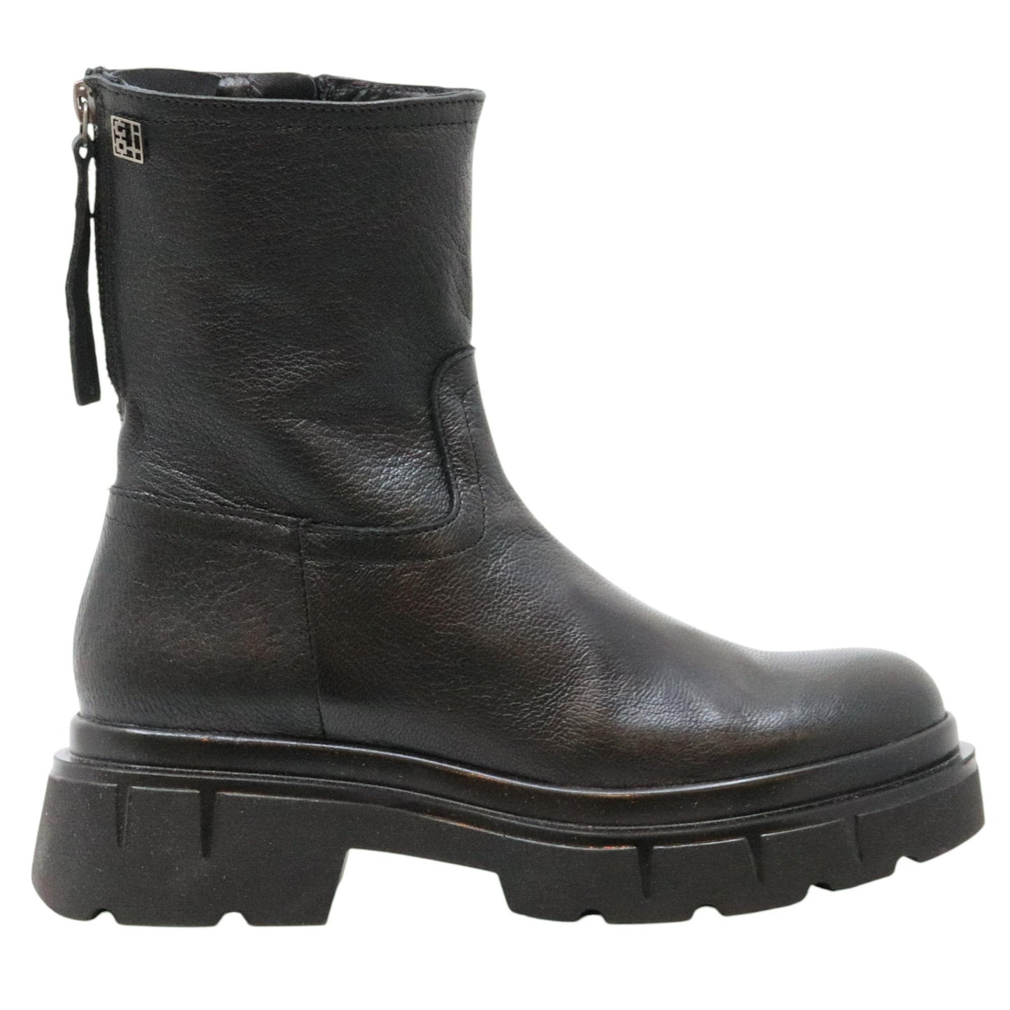 GIO+ CORA07B Combi stivaletto donna in pelle nera con fondo carro armato 