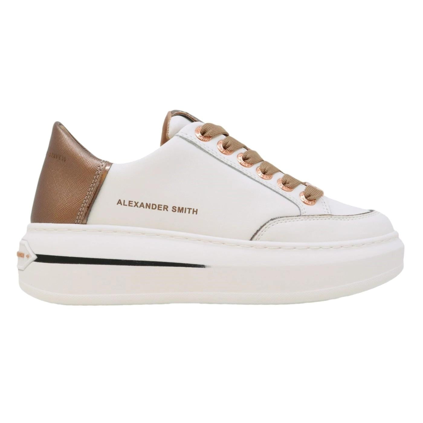 Sneaker donna Alexander Smith Lancaster in pelle bianca e rame 