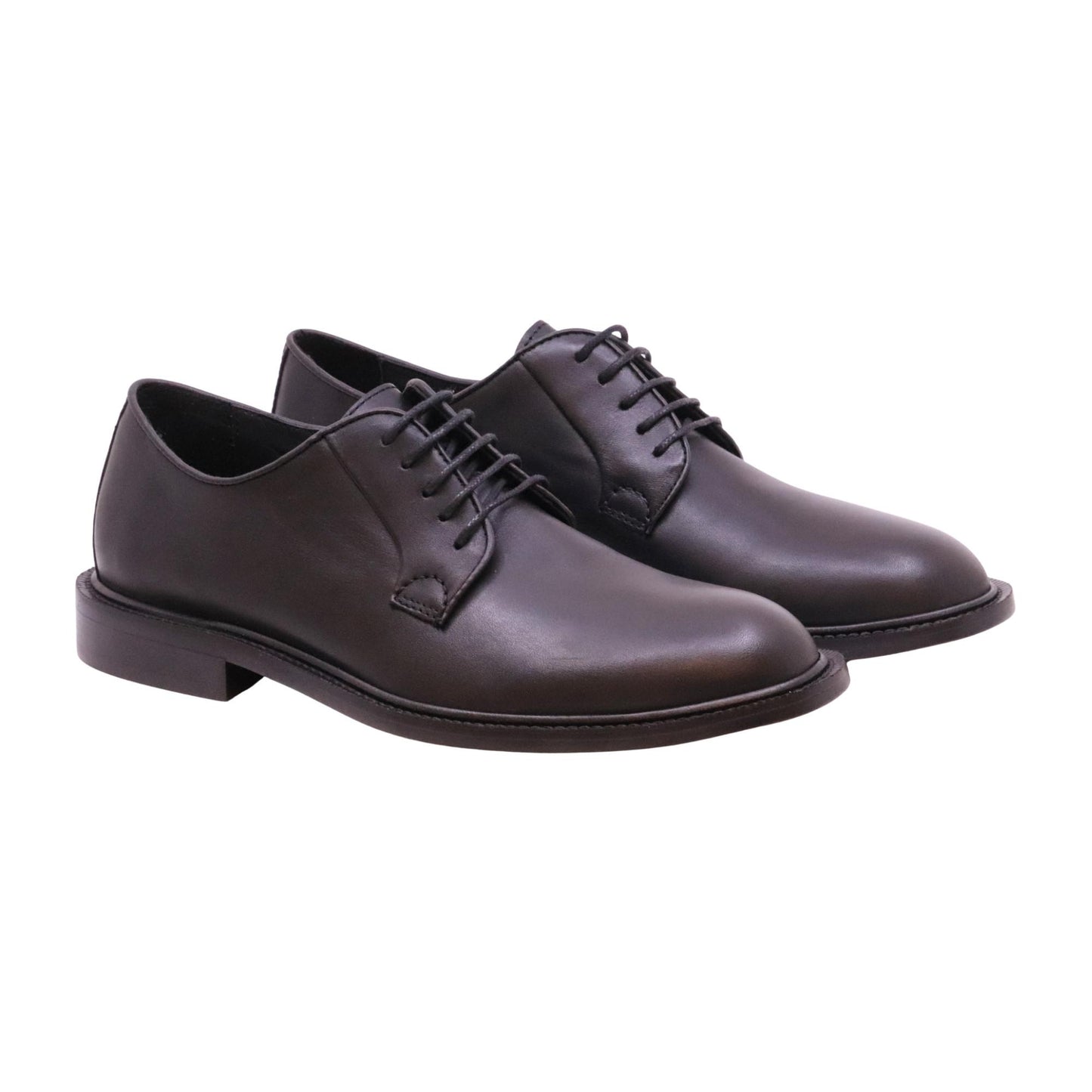 Antica Cuoieria 23050 derby uomo in pelle nera con suola in cuoio 