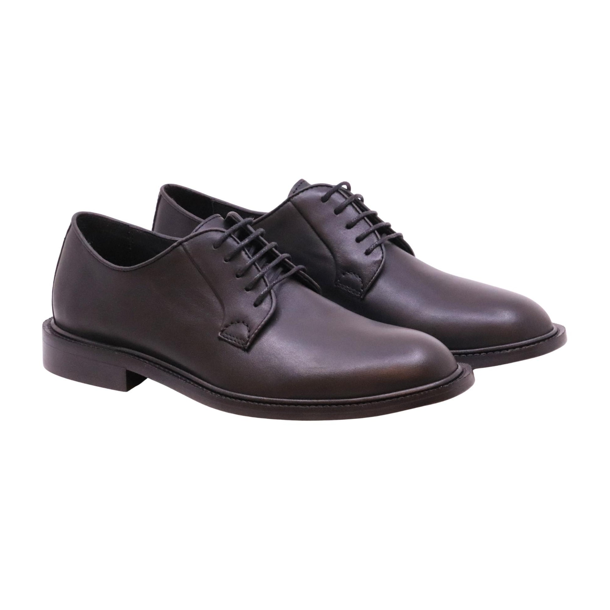 Antica Cuoieria 23050 derby uomo in pelle nera con suola in cuoio 
