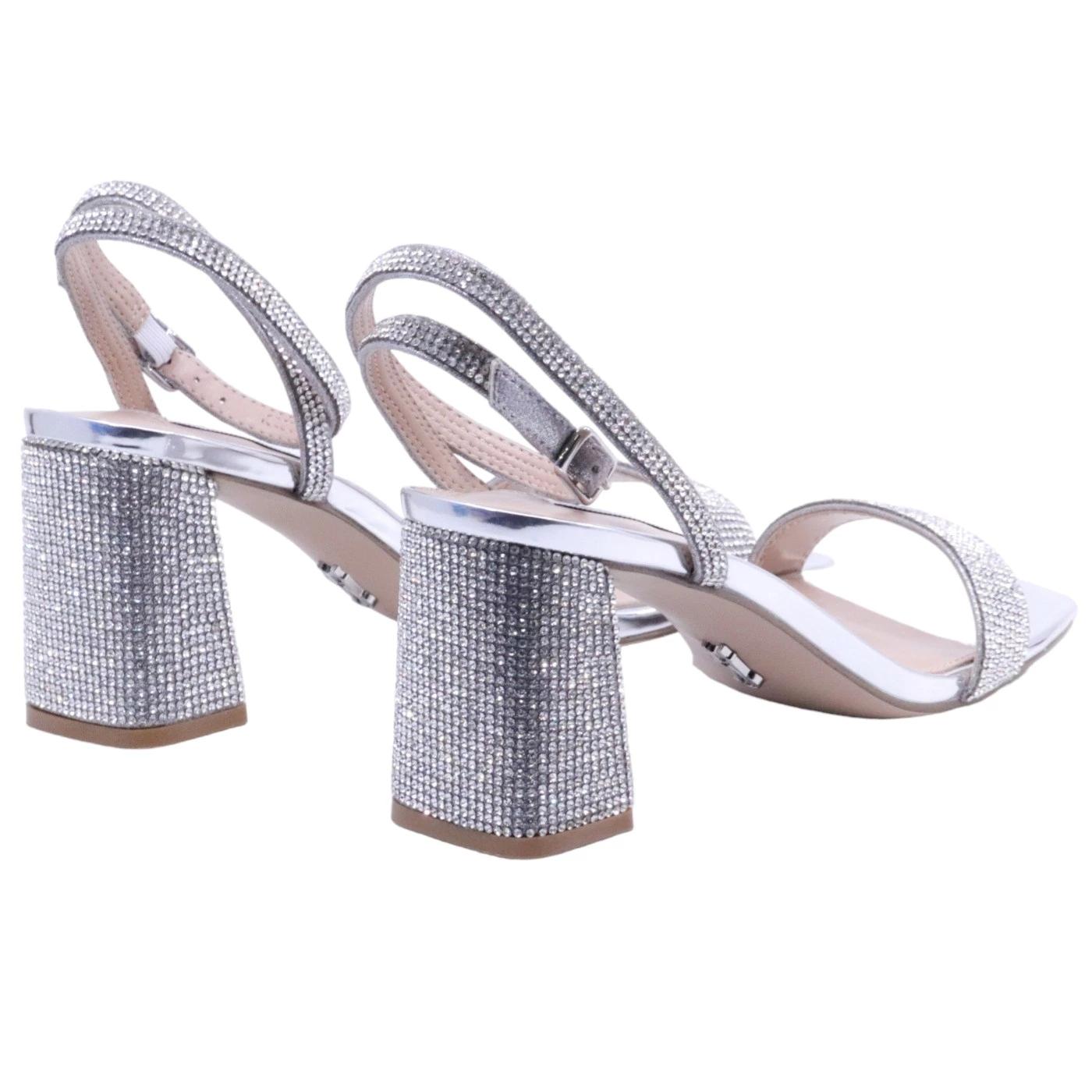 Sandalo con tacco Steve Madden Luxe in similpelle color argento 