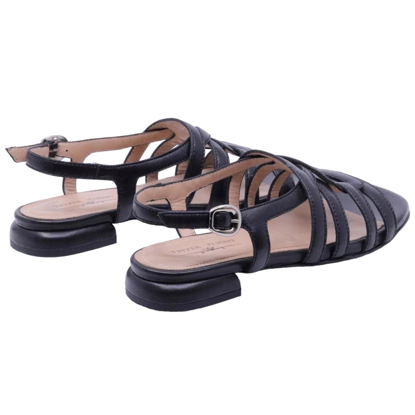 Sandalo donna Triver Flight 566 in pelle nera 