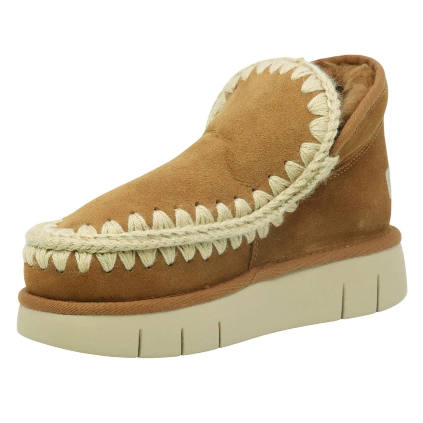 Sabot MOU Bounce Clog Metal Logo 531001 in pelle di montone cognac 