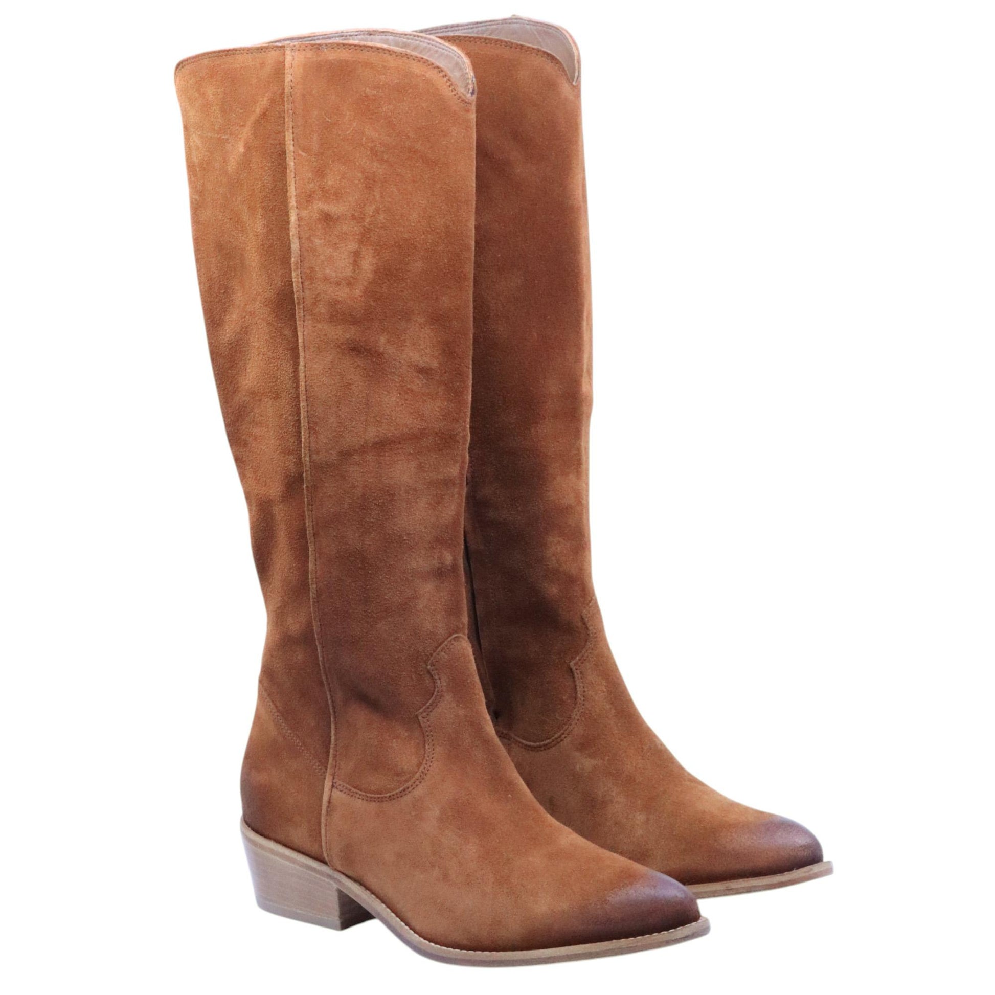 Stivale texano donna Curiositè 2713 in camoscio marrone bruciato 