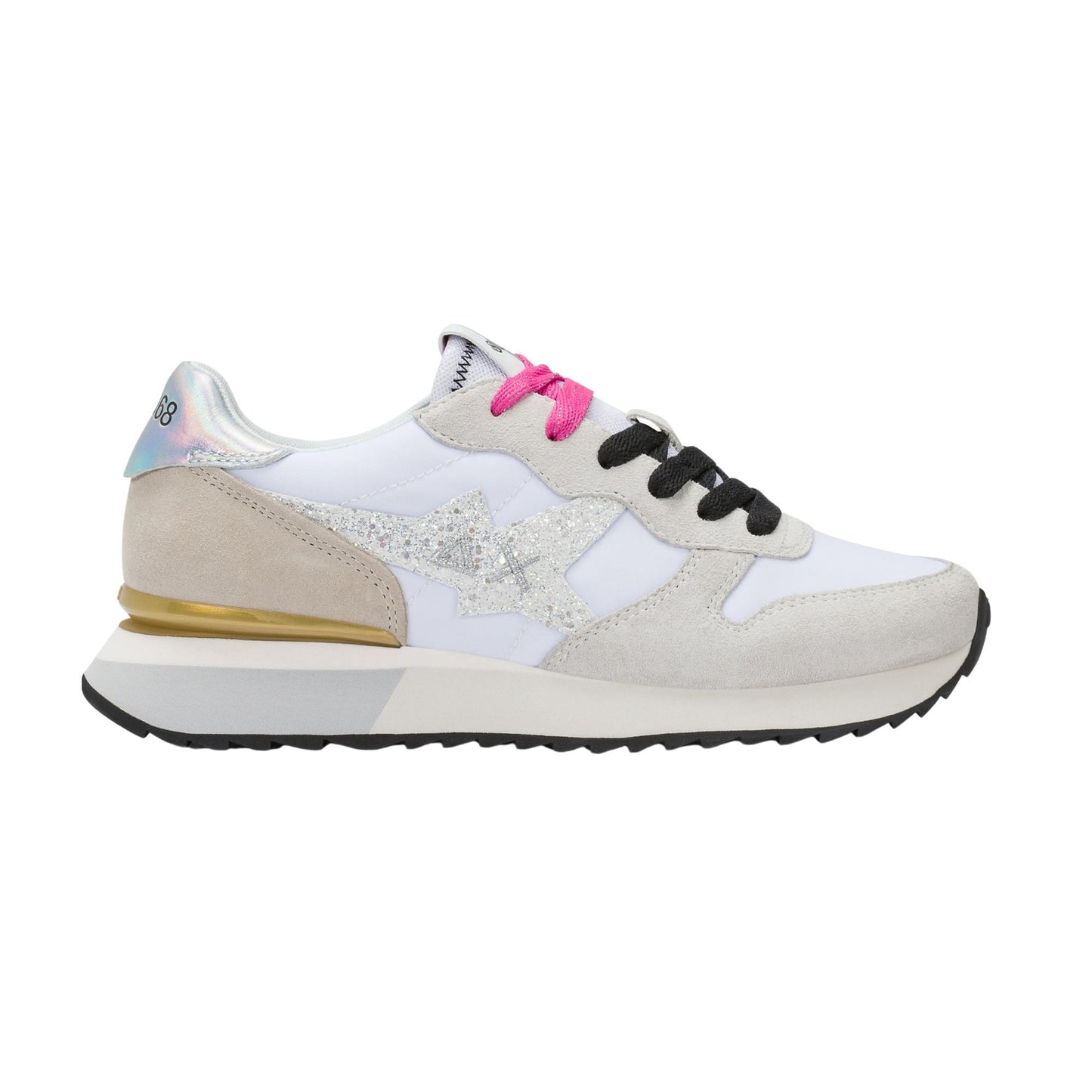 Sun68 Stargirl Glitter Z36214-01 sneaker donna in camoscio e nylon bianco 