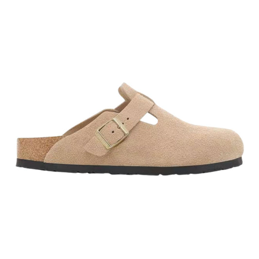 Birkenstock Boston pelle scamosciata Sandcastle sabot donna narrow fit 