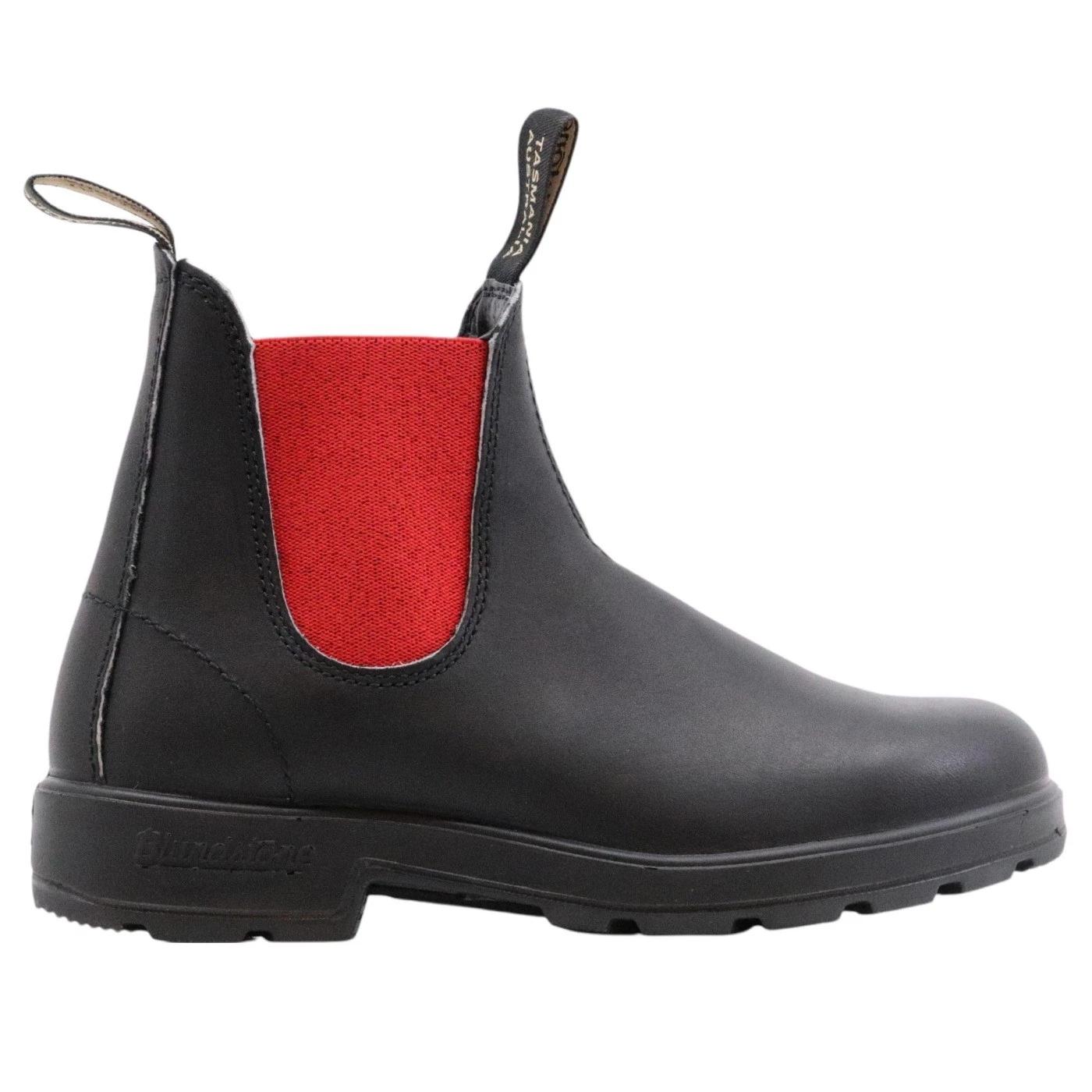 Blundstone 508 chelsea Boot in pelle nera con elastici laterali in rossi 