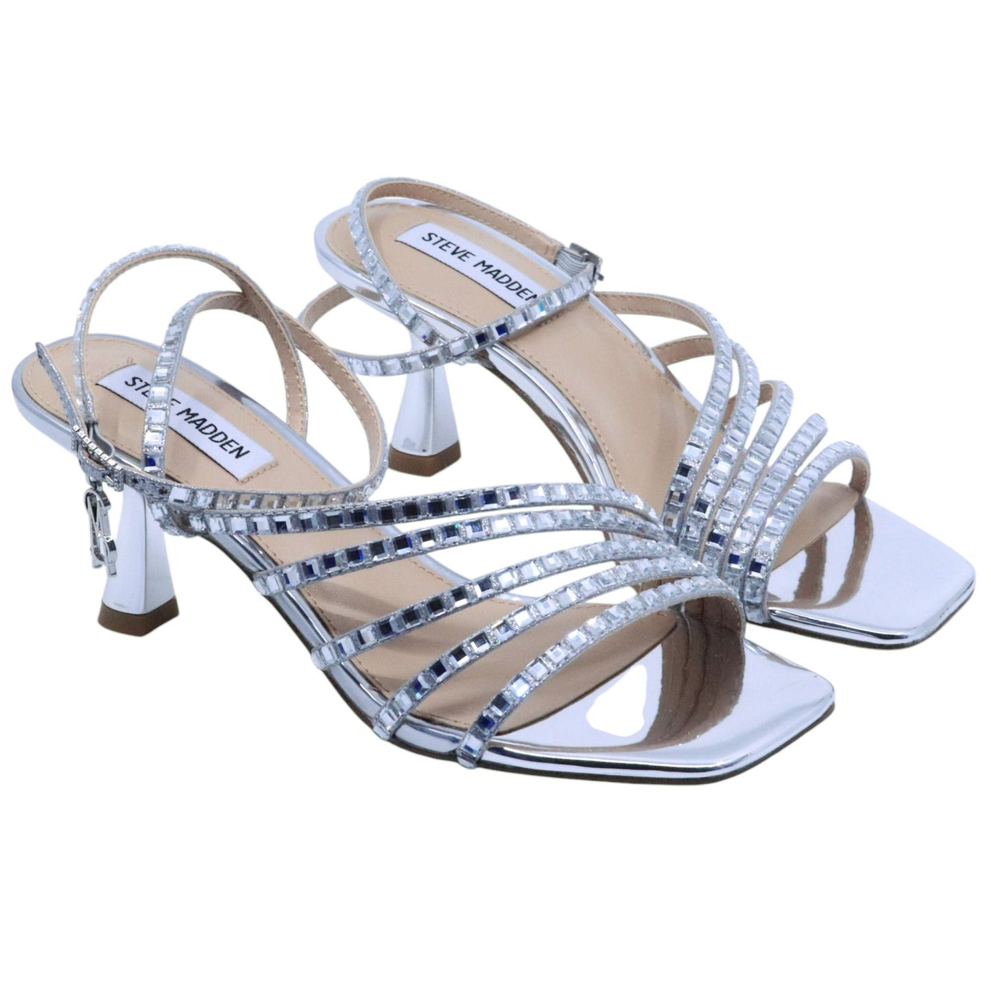 Sandalo con tacco Steve Madden Alarah in strass argento 