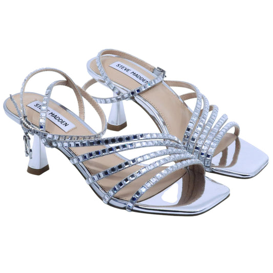Sandalo con tacco Steve Madden Alarah in strass argento 