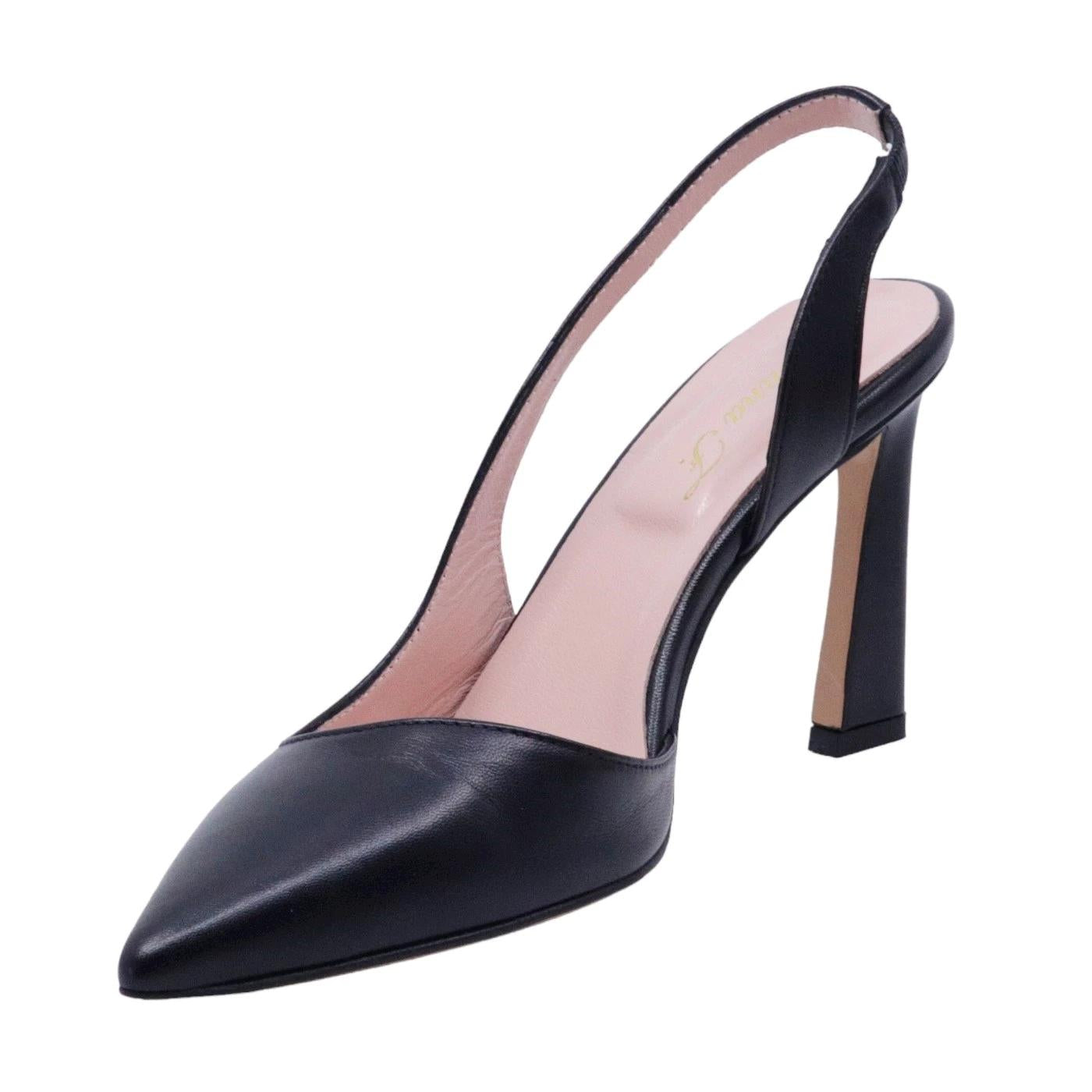 Slingback donna Anna F in elegante pelle di colore nero 
