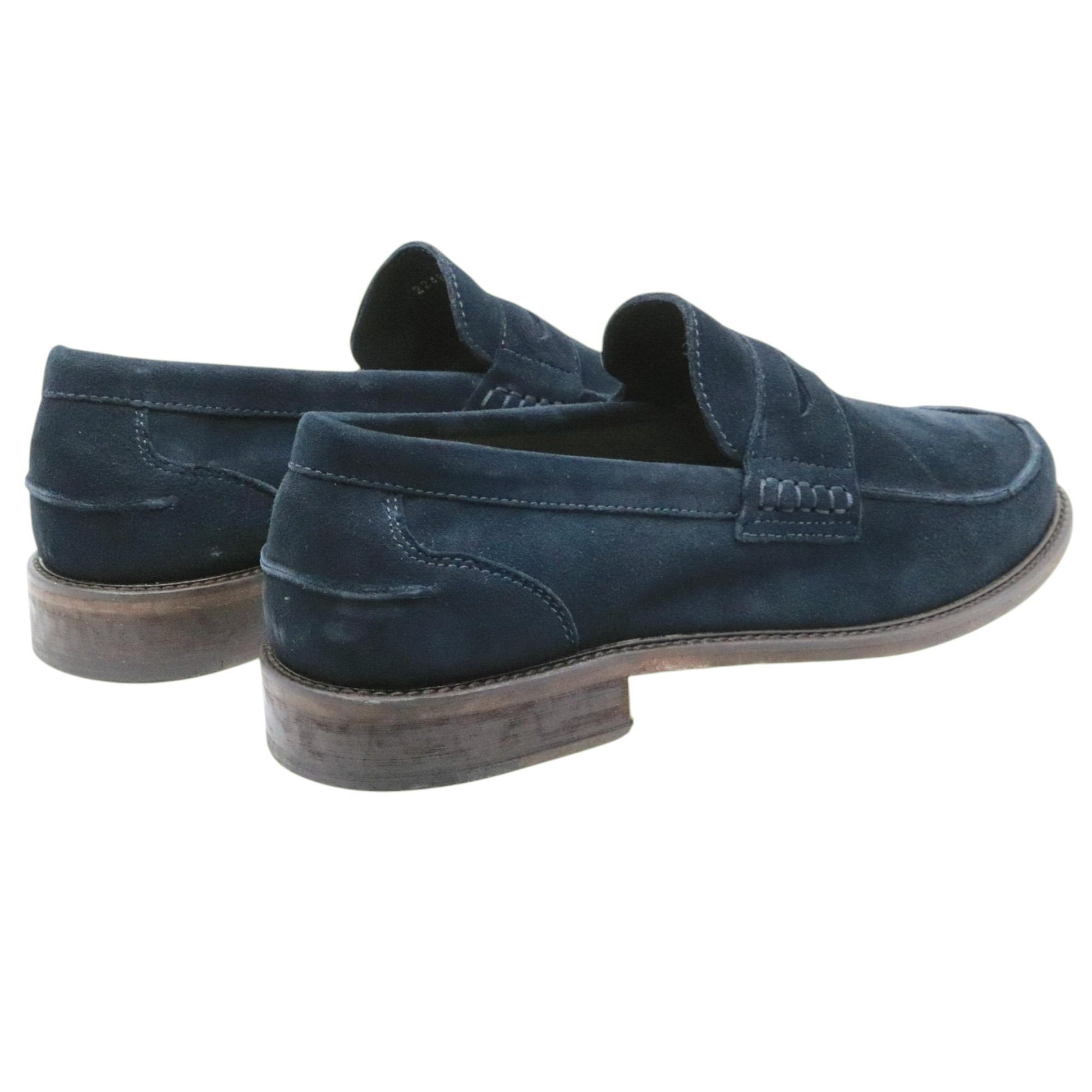 Mocassino uomo Antica Cuoieria 22489 in camoscio blu 