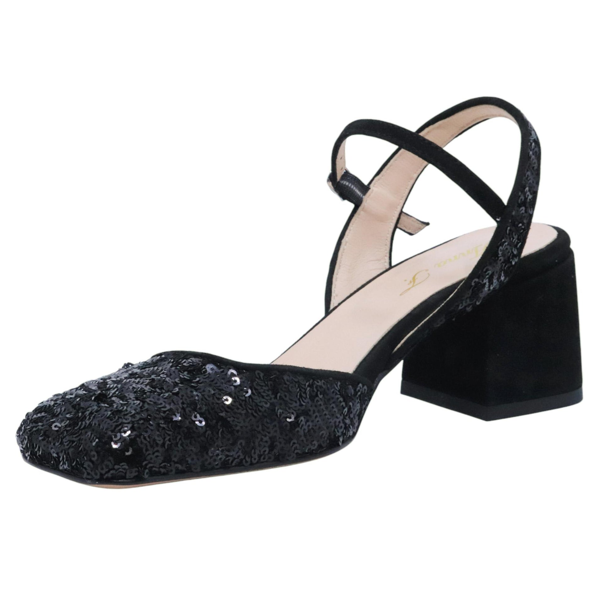 Slingback donna Anna F 1838 in paillettes nero 
