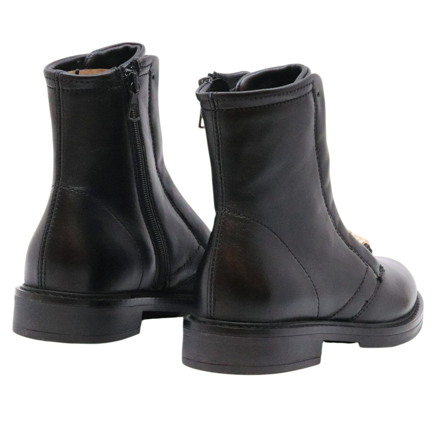 MJUS T81215 stivaletto donna in pelle nera con zip e accessorio gioiello 