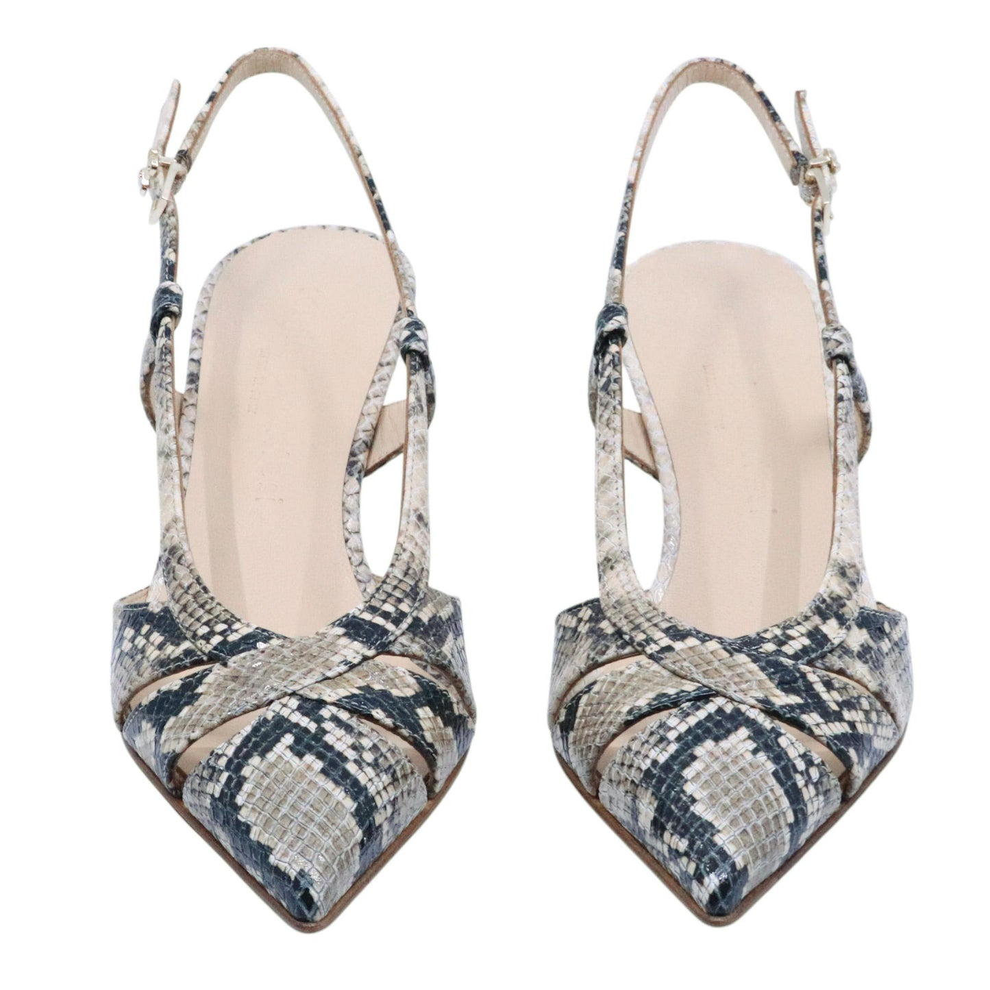 Slingback donna Sergio Levantesi Edda in pelle stampa serpete color sabbia 