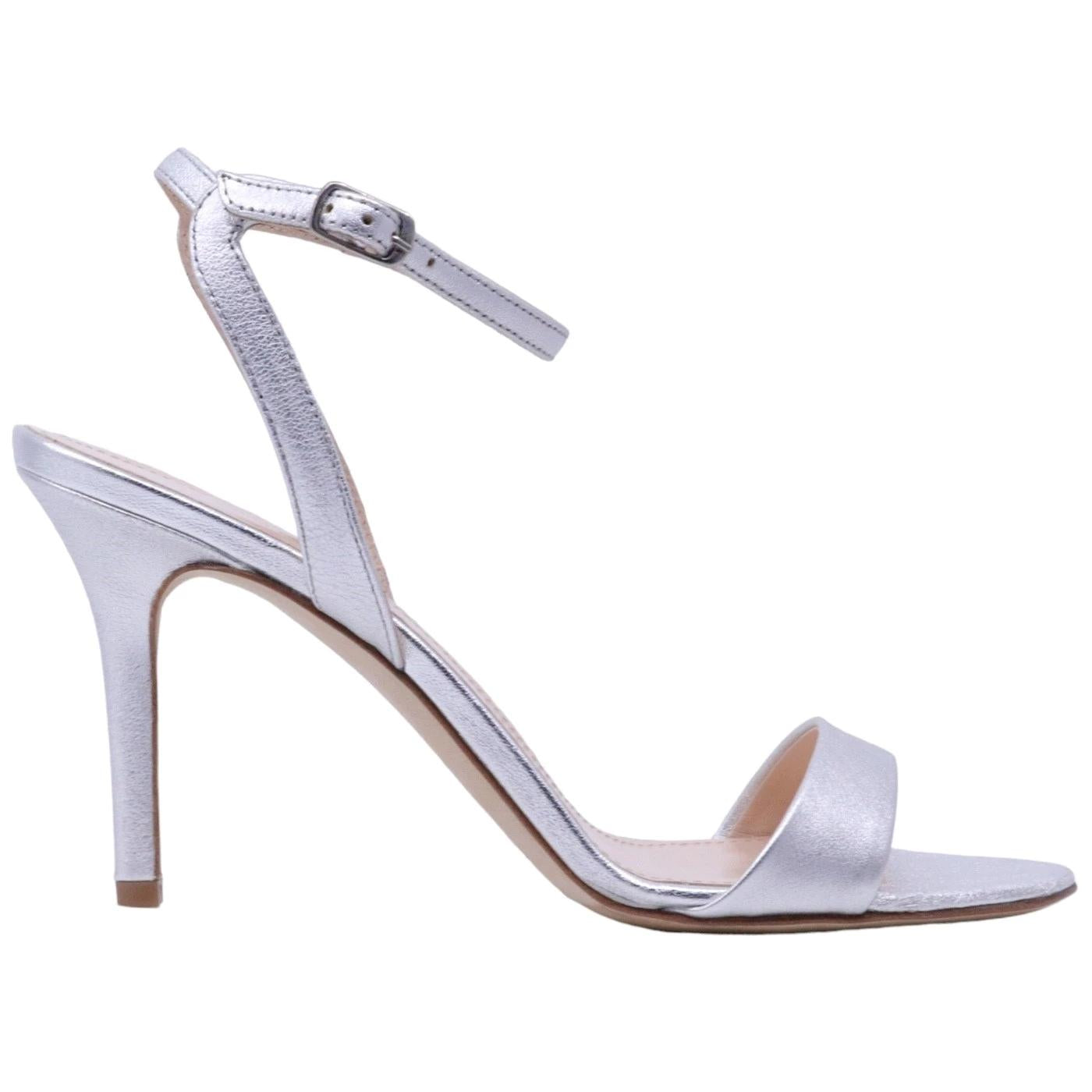 Sandalo The Seller RS119 berg wash da donna realizzato in pelle laminata di colore silver 