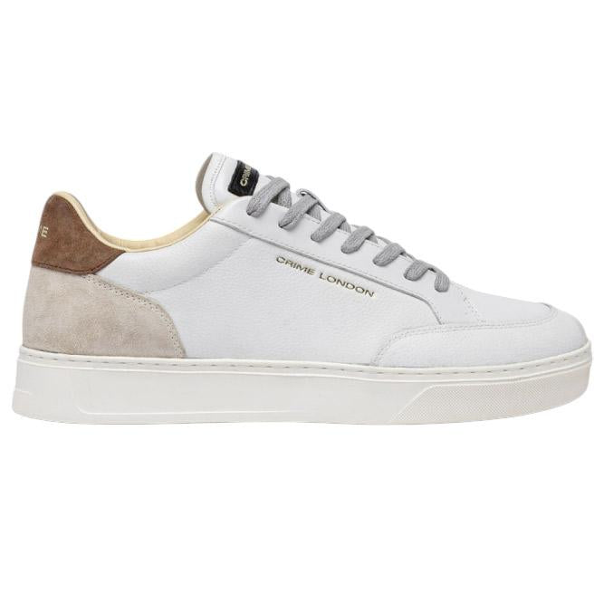 Sneaker uomo Crime London Eclipse 14752 in pelle bianca con dettagli in camoscio crema 