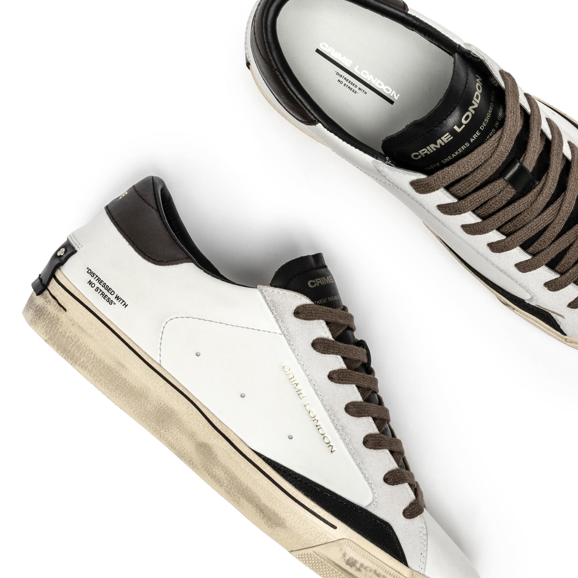 Crime London 11075 Distressed 2.0 sneaker uomo in pelle bianca 