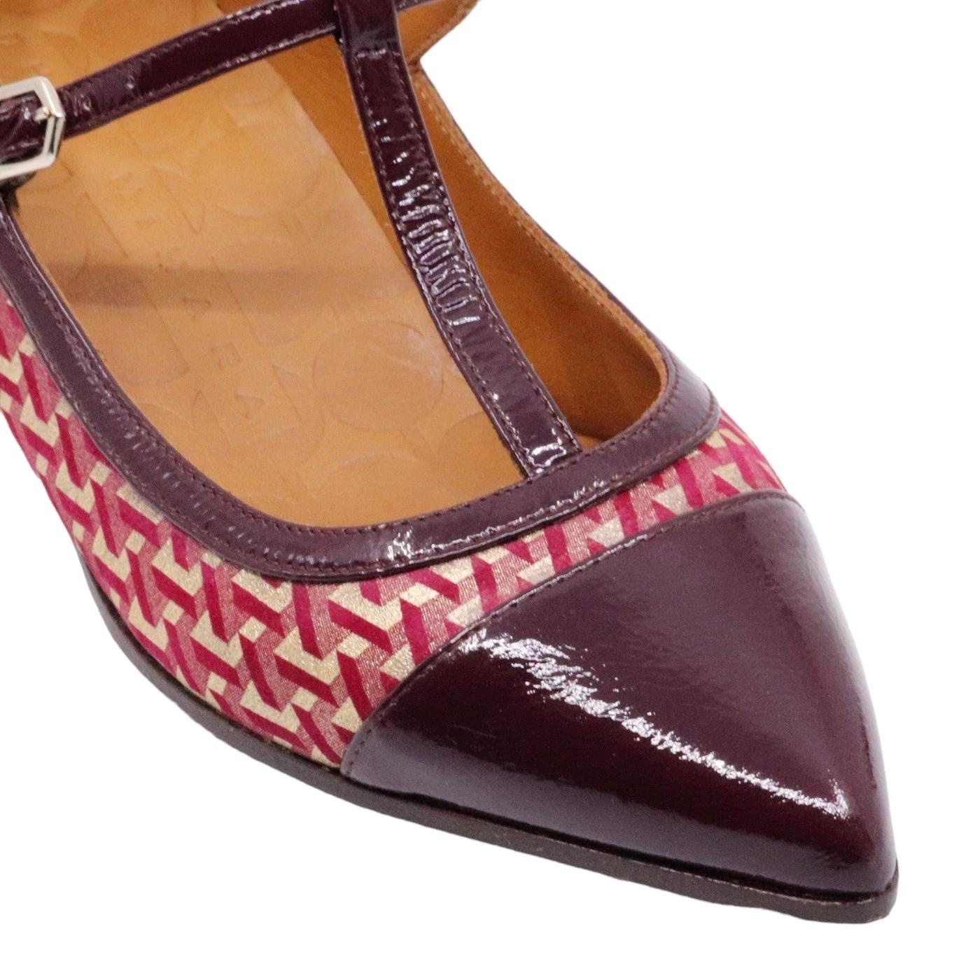 Scarpa decolleté Chie MIhara da donna realizzata in pelle viola e camoscio stampato fuscia 