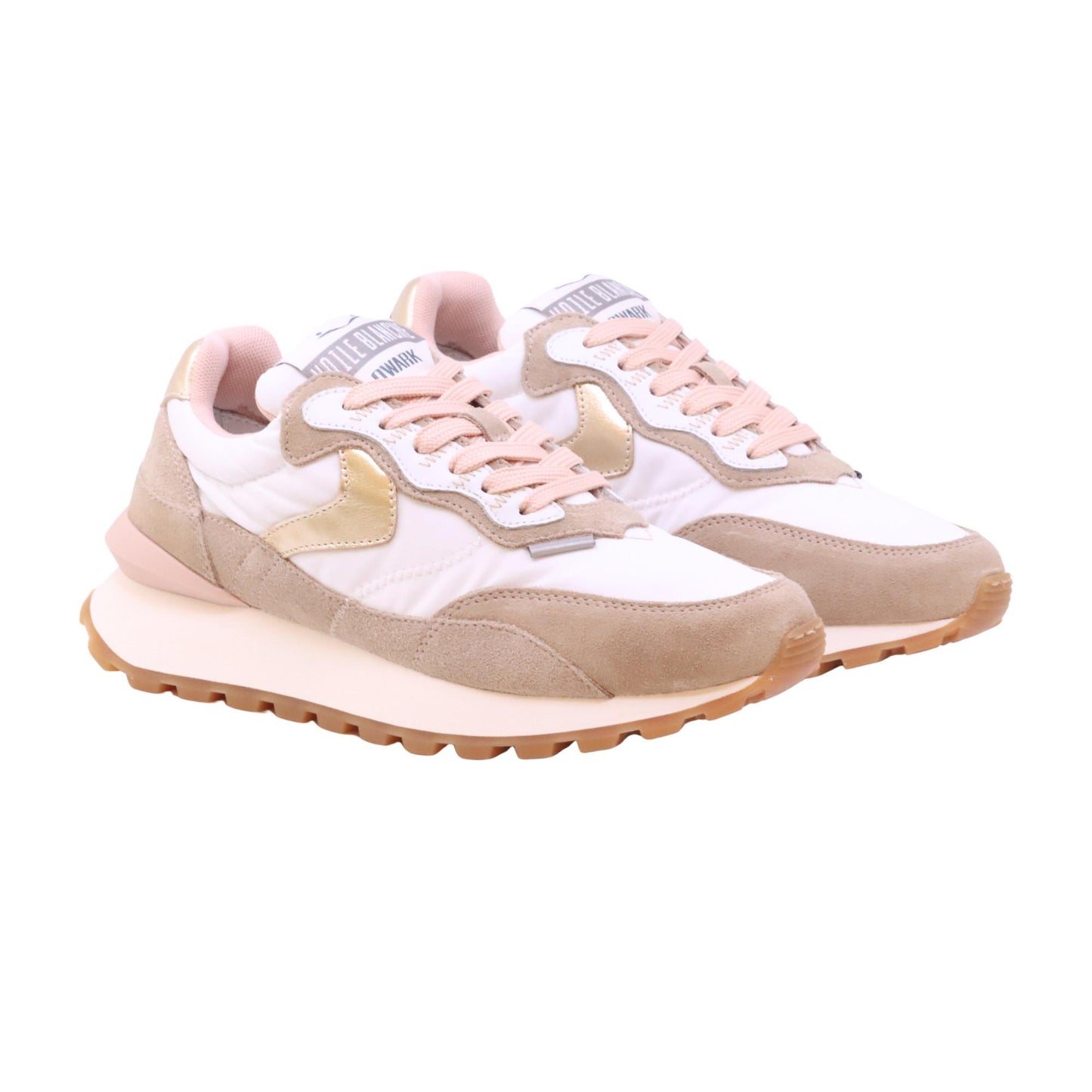 Voile Blanche Qwark Hype Woman sneaker donna in camoscio e tessuto tecnico bianco beige 