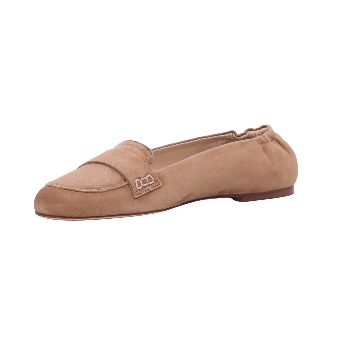 Fabio Rusconi S6779 Amalfi mocassino donna in camoscio cuoio con suola in cuoio<BR/> <BR/> 