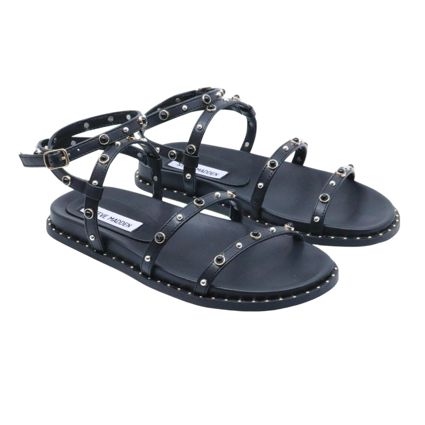 Steve Madden Stormie sandalo donna in similpelle nera con borchie 
