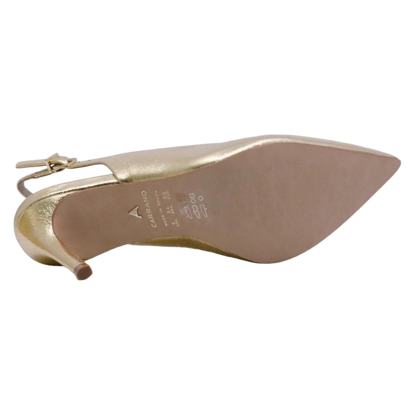 Slingback donna Carrano 195096 in pelle satinata di colore oro 
