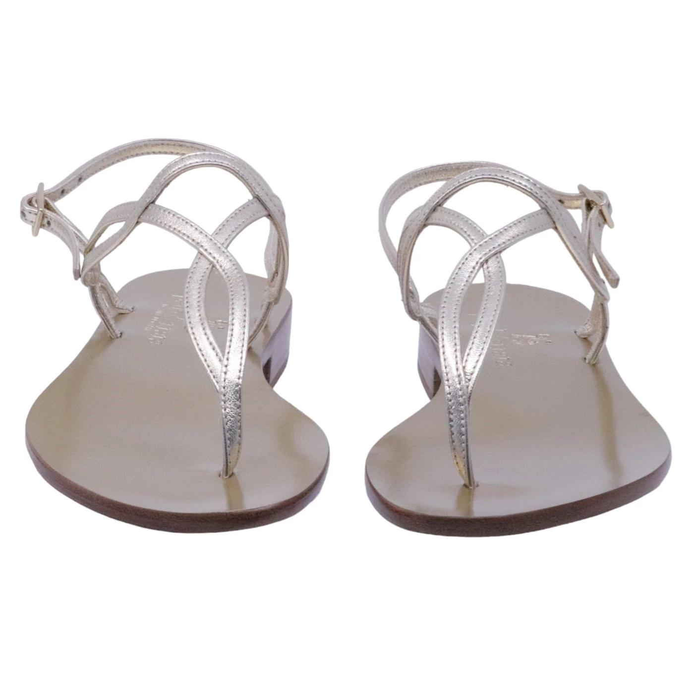 Sandalo infradito Paolo Ferrara 1461 in pelle laminata platino 