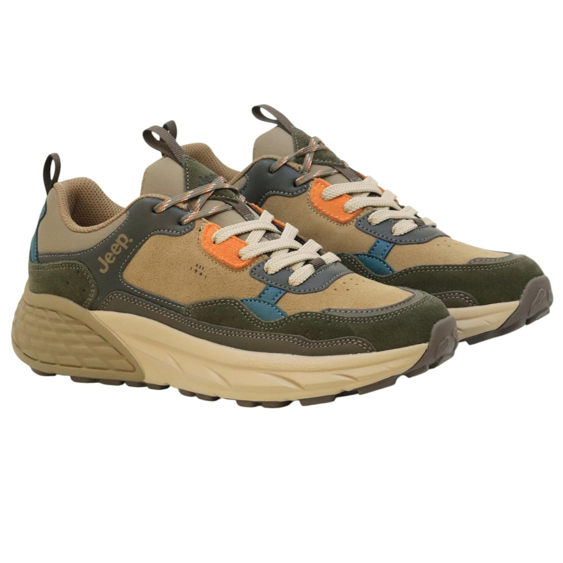 Jeep Footwear Groove sneaker uomo in pelle scamosciata khaki JM52070A036 JEEP