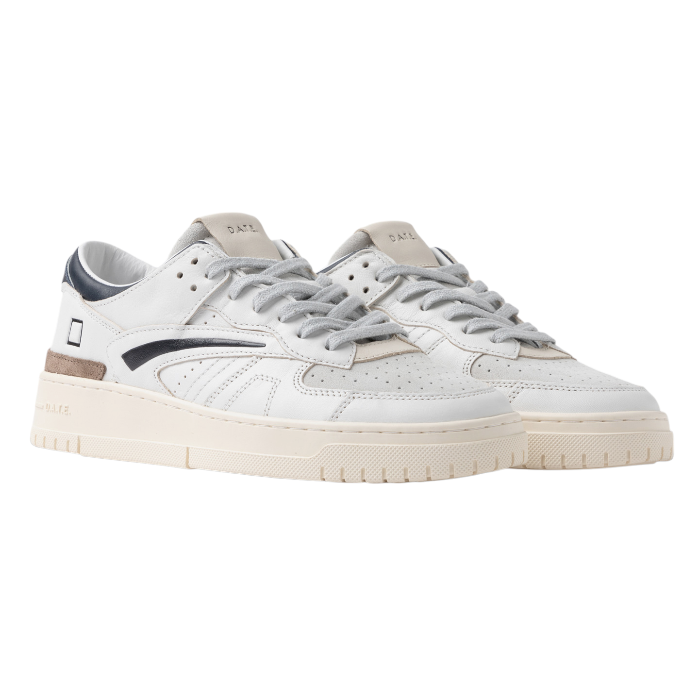 DATE Torneo Colored White Blu TO CO WL sneaker uomo in pelle bianca con dettagli in blu e sude 