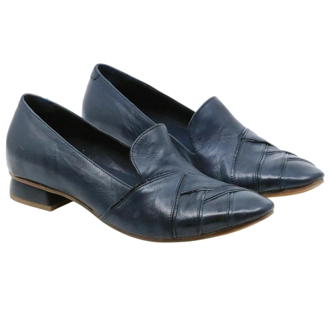 Mocassino donna Kudetà 414700 in pelle blu e dettaglia in nero 