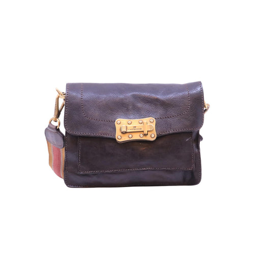 Campomaggi Agnese C016500 borsa a tracolla in pelle moro con spallaccio in nastro 