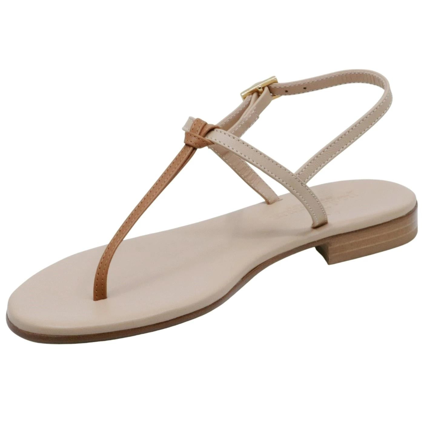 Sandalo infradito Paolo Ferrara CR1796C in pelle cuoio e nude 