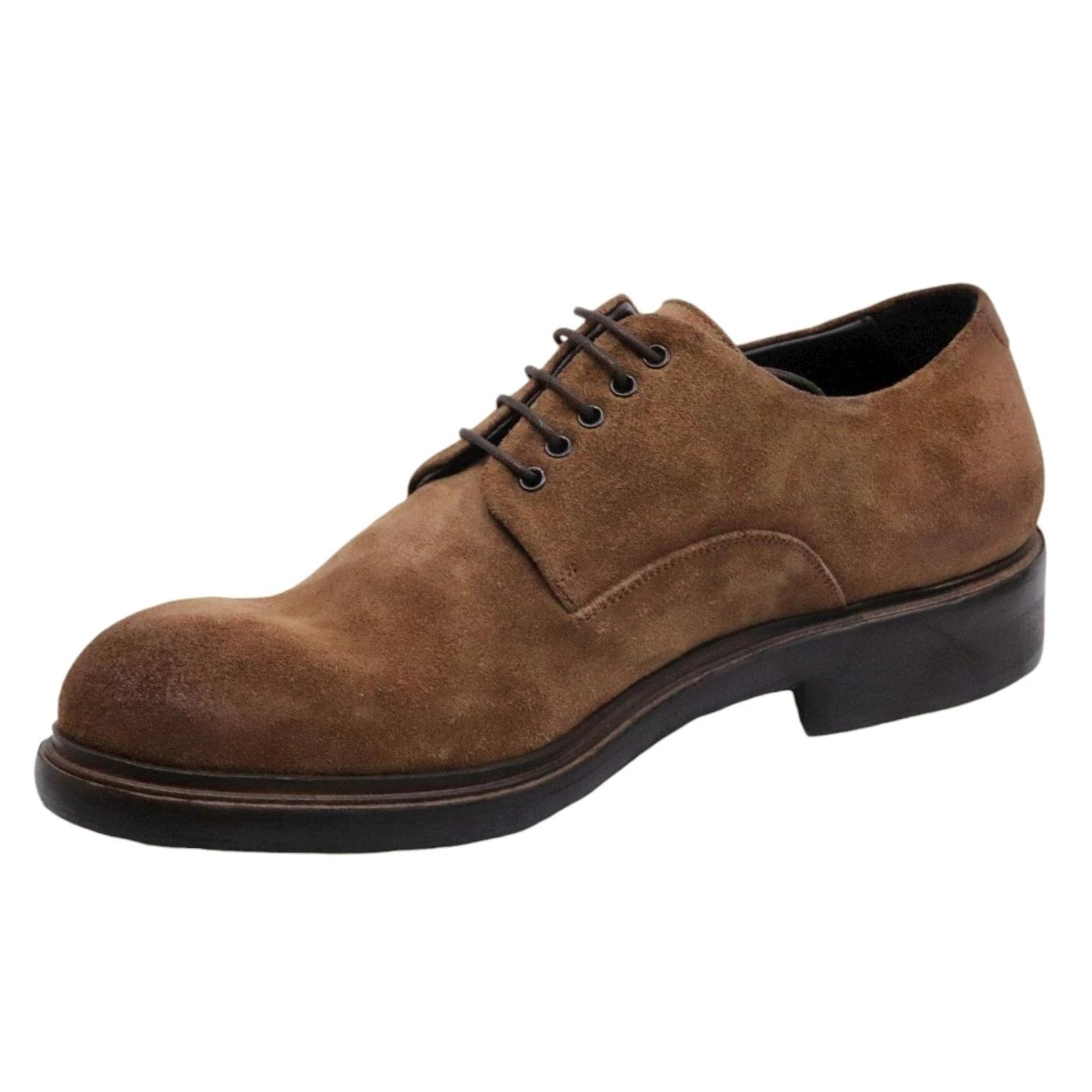 Scarpa Derby imperiale uomo Crispiniano 860 in camoscio marrone 