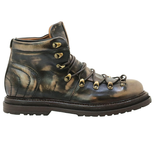 AS98 Z31211 stivaletto pedula uomo in pelle nera sfumata beige 