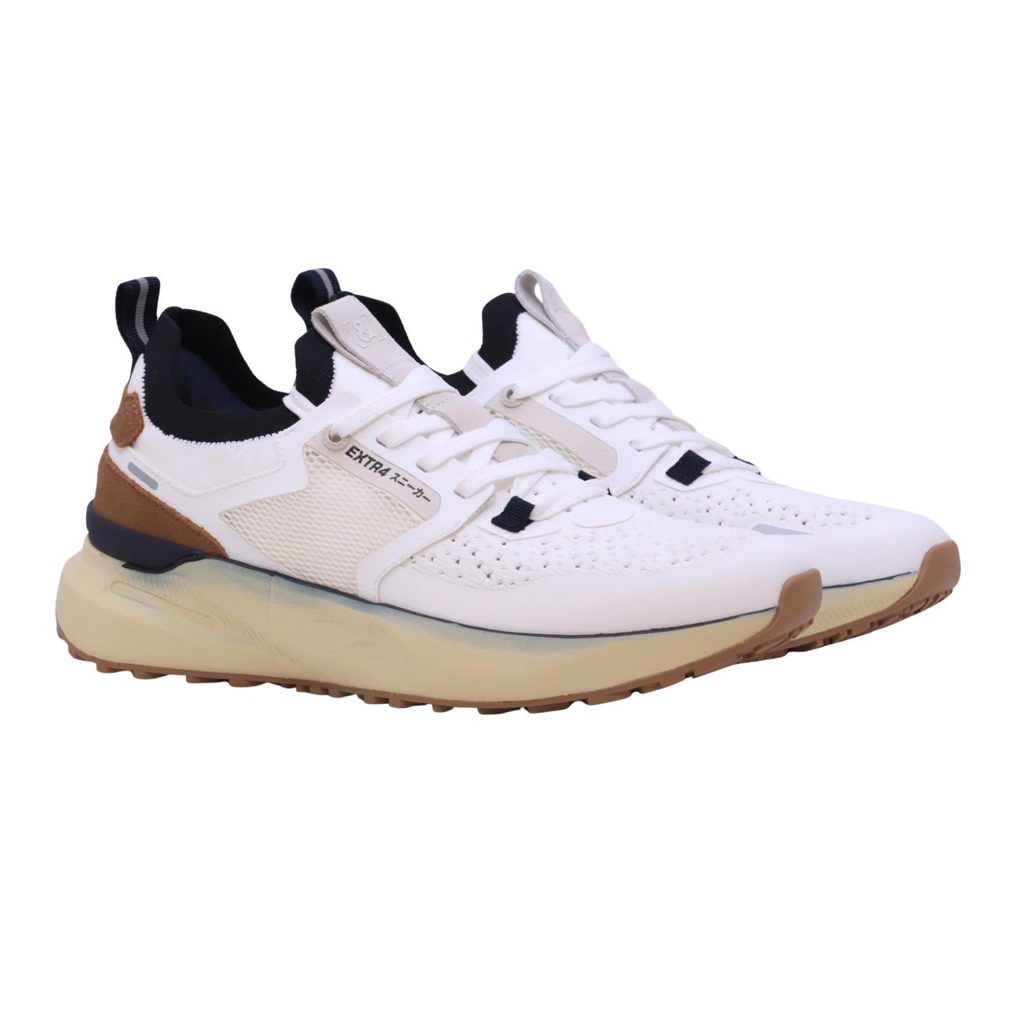 Extr4 Kaizen 3.01 sneaker uomo in tessuto tecnico traspirante bianco e cuoio 