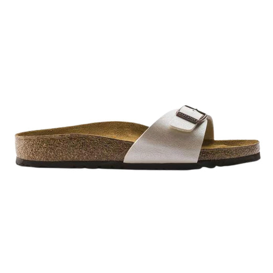 Birkenstock Madrid Graceful Pearl White sandalo donna Birko-Flor bianco perlato narrow fit 