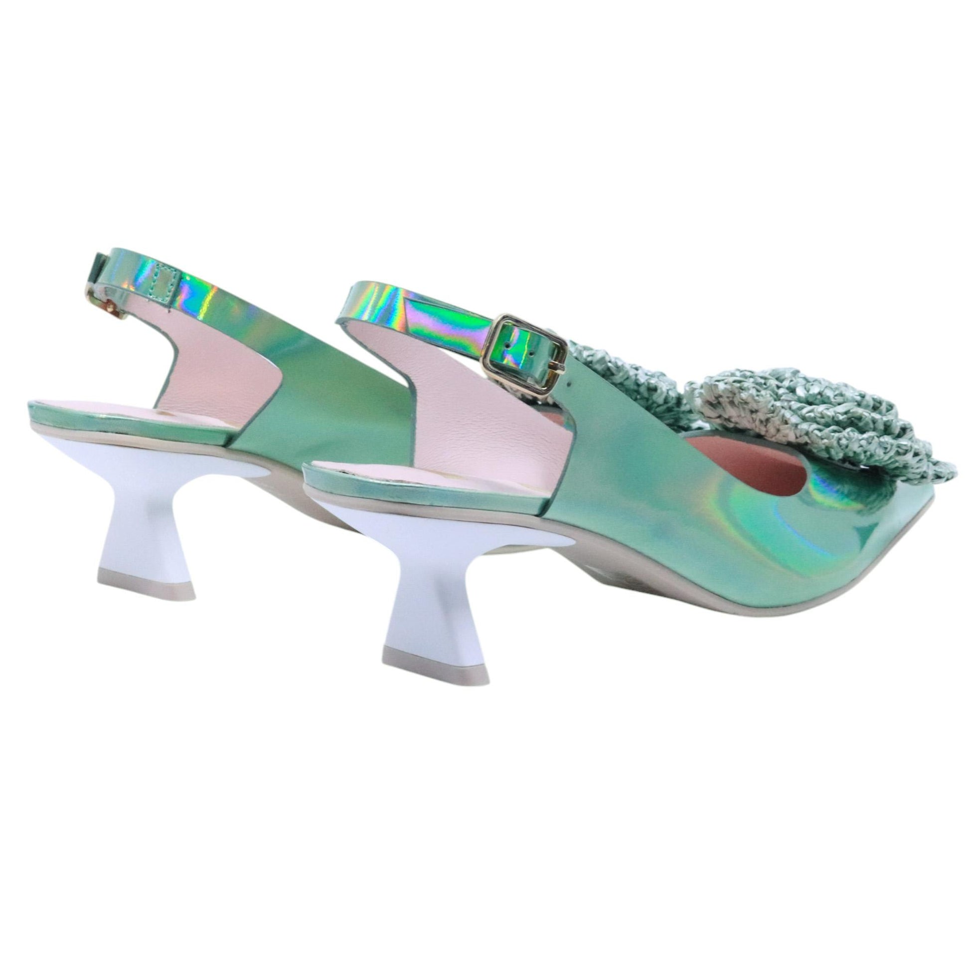 Ras 8046 slingback donna in pelle verde iridescente 