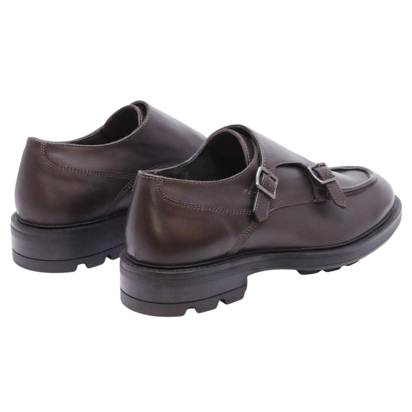 Antica Cuoieria 23055 Derby doppia fibbia in pelle testa di moro 23055PARMATMORO ANTICA CUOIERIA