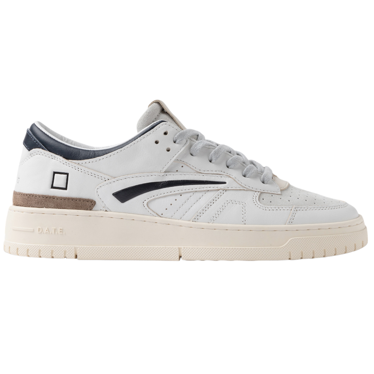 DATE Torneo Colored White Blu TO CO WL sneaker uomo in pelle bianca con dettagli in blu e sude 